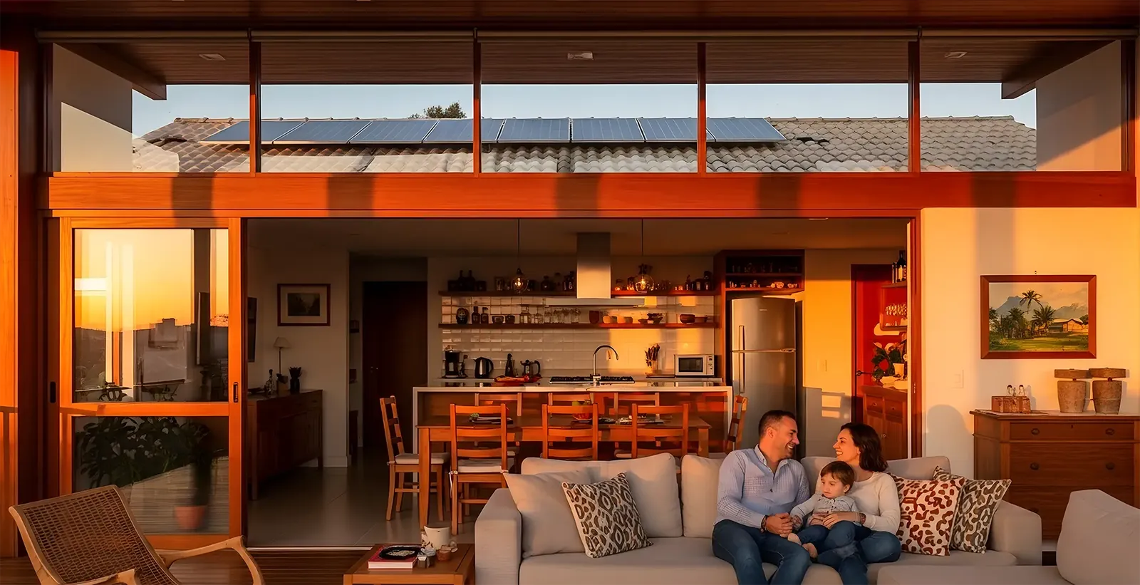 Família com energia solar por assinatura SunnyHUB
